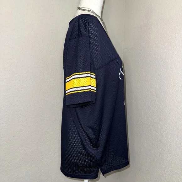 ProEdge Michigan Wolverines Jersey Women's Size XL Blue Mesh V-Neck Short Sleeve - Picture 2 of 9